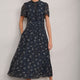 Arabella Silk Dress - Navy Ditsy Floral