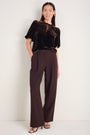Aria Silk Velvet Top - Espresso