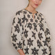 Asley Geo Blouse - Ivory/Black Ikat