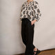 Asley Geo Blouse - Ivory/Black Ikat