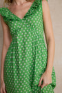 Astrid Dress - Jade Green Flora Woodblock
