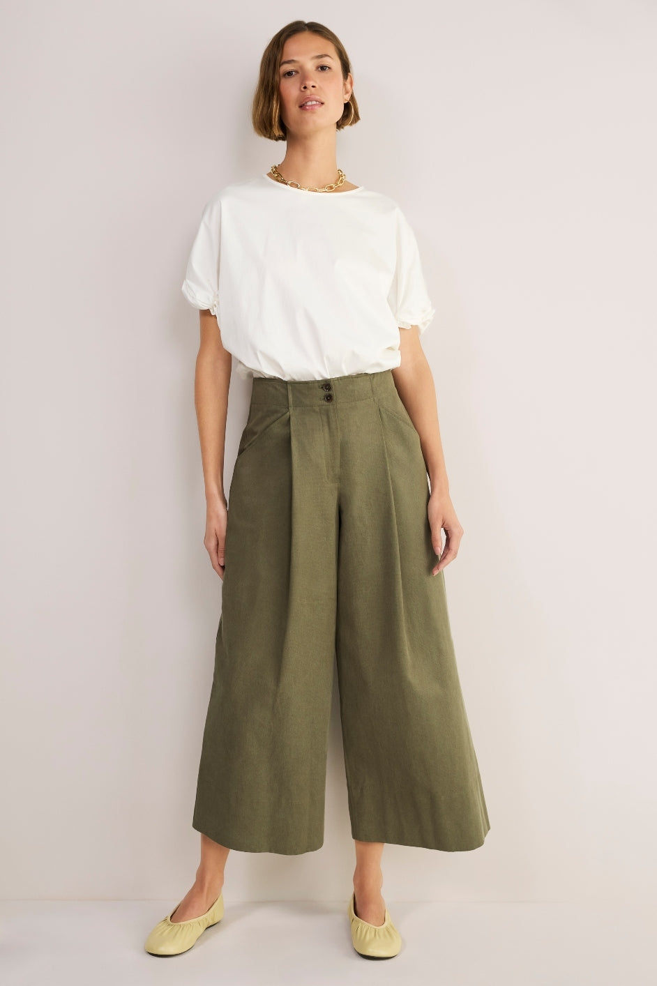 Aubrey Pleated Culotte - Olive
