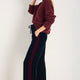 Aurora Silk Velvet Trouser - Midnight/Plum Stripe