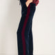 Aurora Silk Velvet Trouser - Midnight/Plum Stripe
