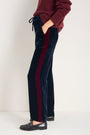 Aurora Silk Velvet Trouser - Midnight/Plum Stripe