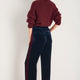 Aurora Silk Velvet Trouser - Midnight/Plum Stripe