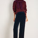 Aurora Silk Velvet Trouser - Midnight/Plum Stripe