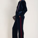 Aurora Silk Velvet Trouser - Midnight/Plum Stripe