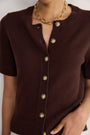 Ava Short Sleeve Cardigan - Chocolate