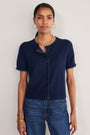 Ayla Trim Short Sleeve Cardigan - Midnight