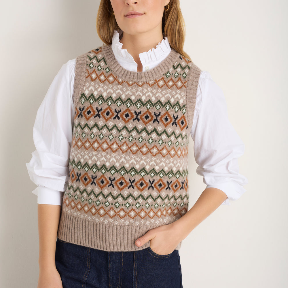 Beau Fairisle Tank - Oat Fairisle