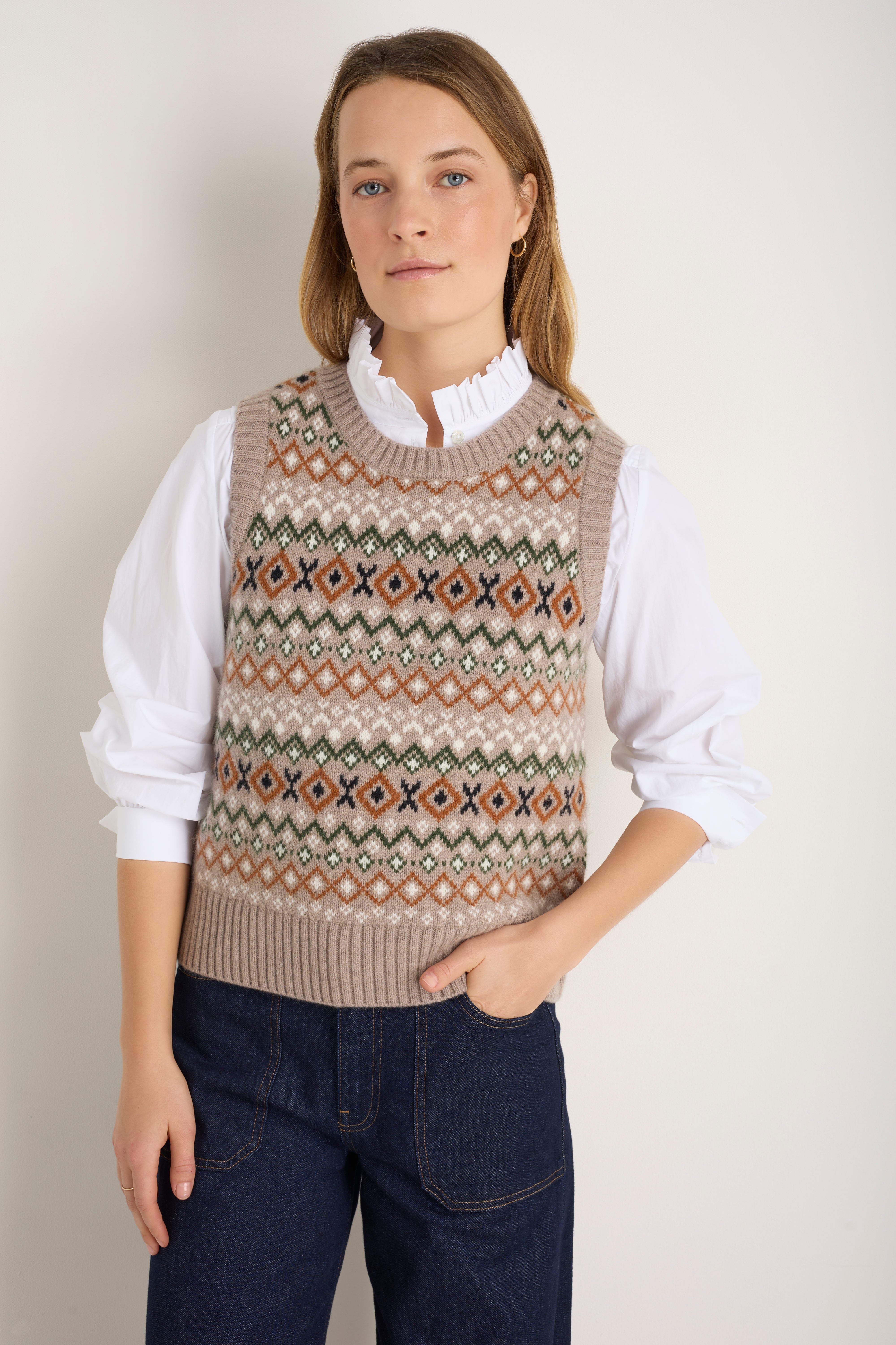 Beau Fairisle Tank - Oat Fairisle