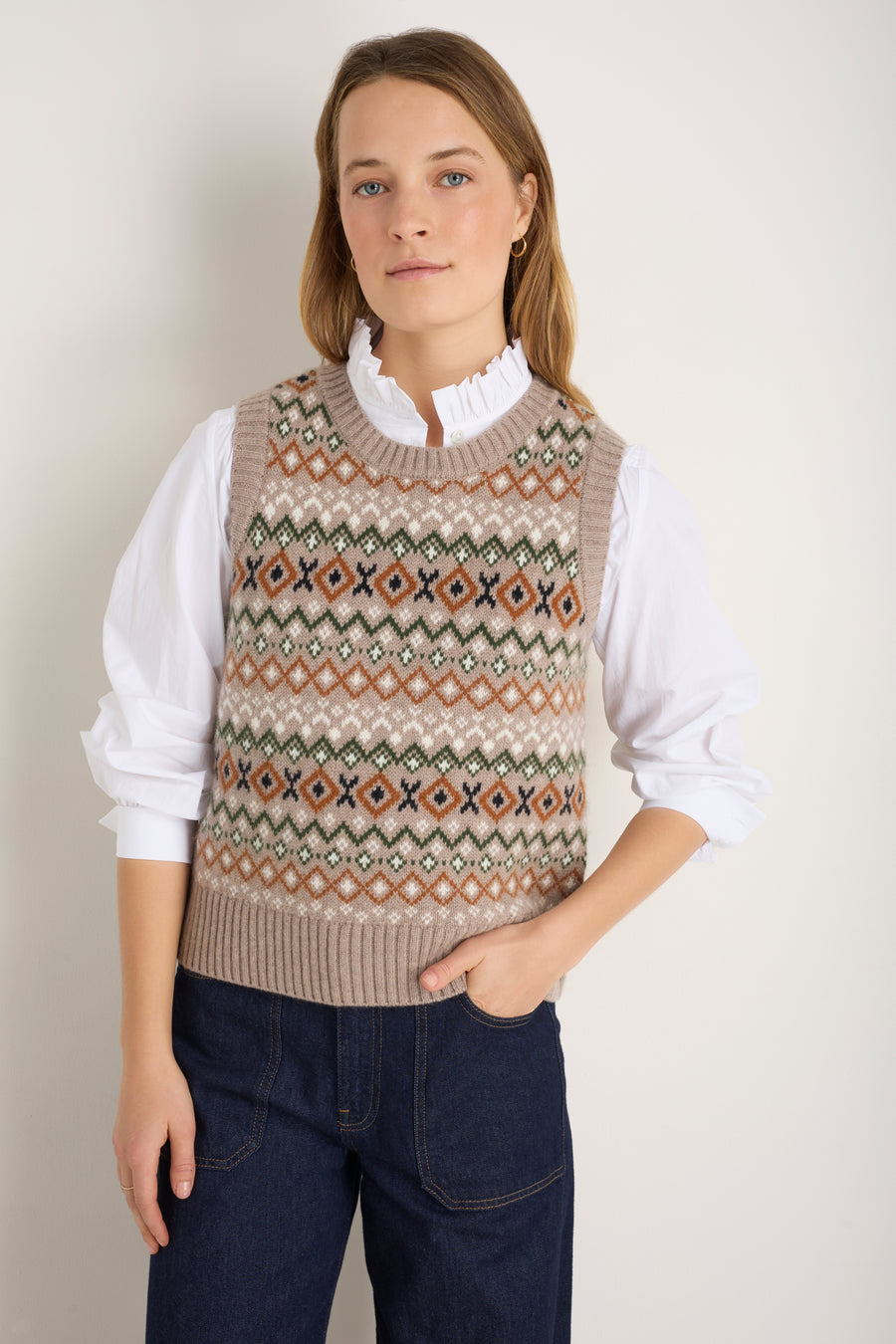Beau Fairisle Tank - Oat Fairisle