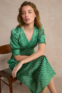Bernie Silk Dress - Green Spot