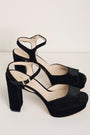 Betty High Heel Peep Toe Sandal - Black Velvet