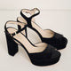 Betty High Heel Peep Toe Sandal - Black Velvet