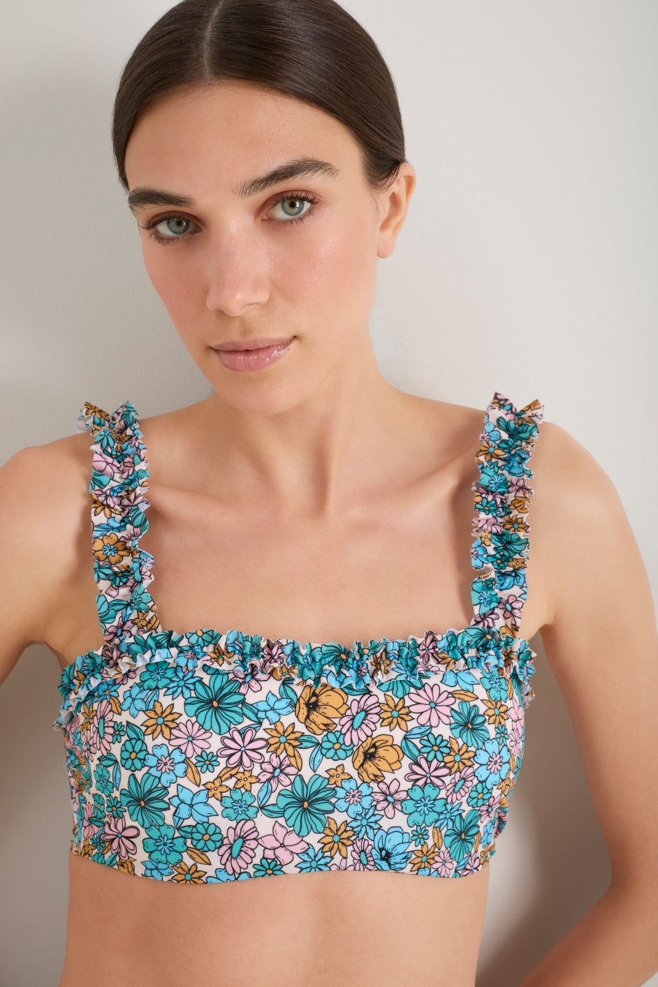 Cassis Bikini Top - Retro Floral