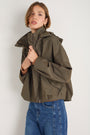 Billie Funnel Hooded Bomber Jacket - Soft Khaki