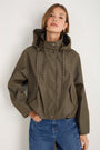 Billie Funnel Hooded Bomber Jacket - Soft Khaki