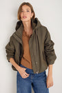 Billie Funnel Hooded Bomber Jacket - Soft Khaki