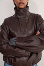 Blair Leather Bomber Jacket - Chocolate