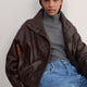 Blair Leather Bomber Jacket - Chocolate