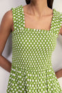 Bliss Dress - Fern Green Floral Stamp