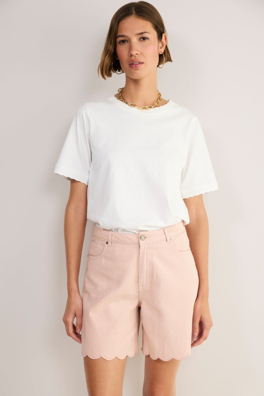 Brielle Long Soft Scallop Short - Dusky Pink
