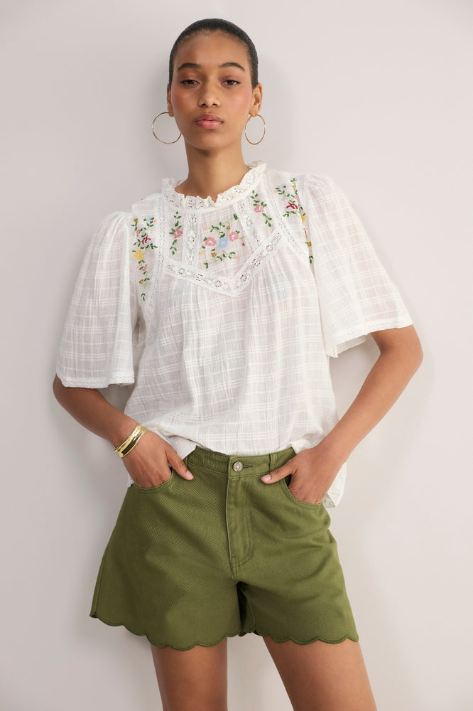 Brielle Long Soft Scallop Short - Olive