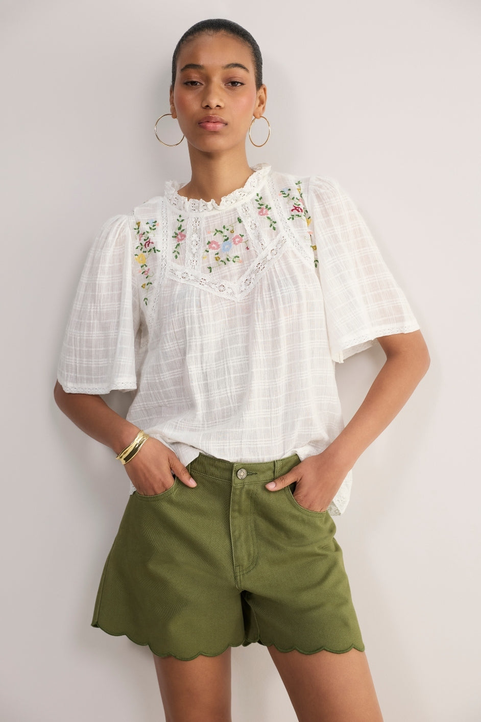 Brielle Long Soft Scallop Short - Olive