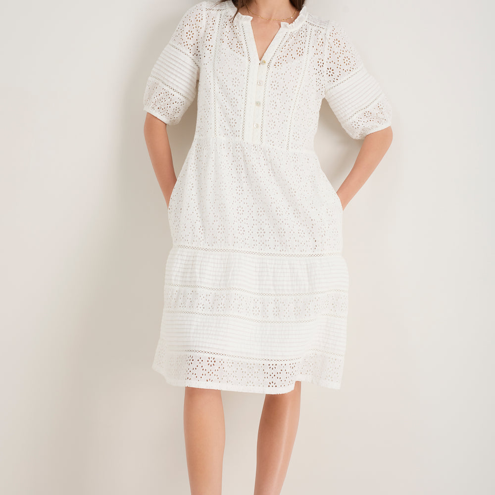 Tilly Broderie Dress - White