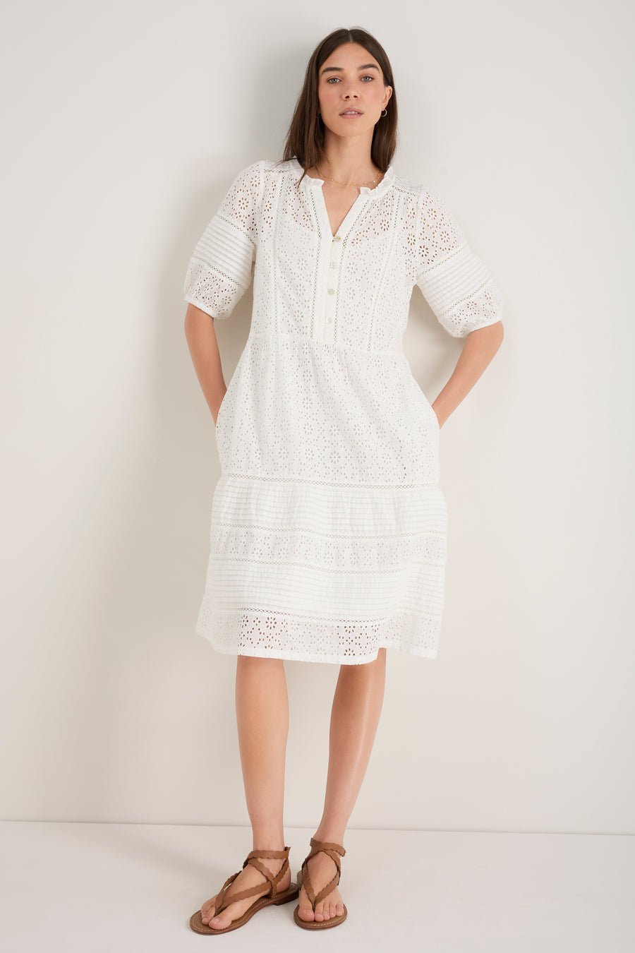 Tilly Broderie Dress - White