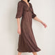 Caley 3/4 Sleeve Dress - Cocoa Metallic