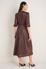 Caley 3/4 Sleeve Dress - Cocoa Metallic