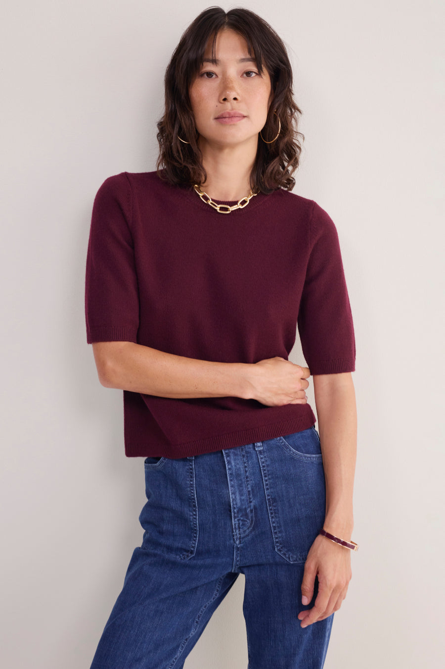 Caley Knitted Top - Aubergine