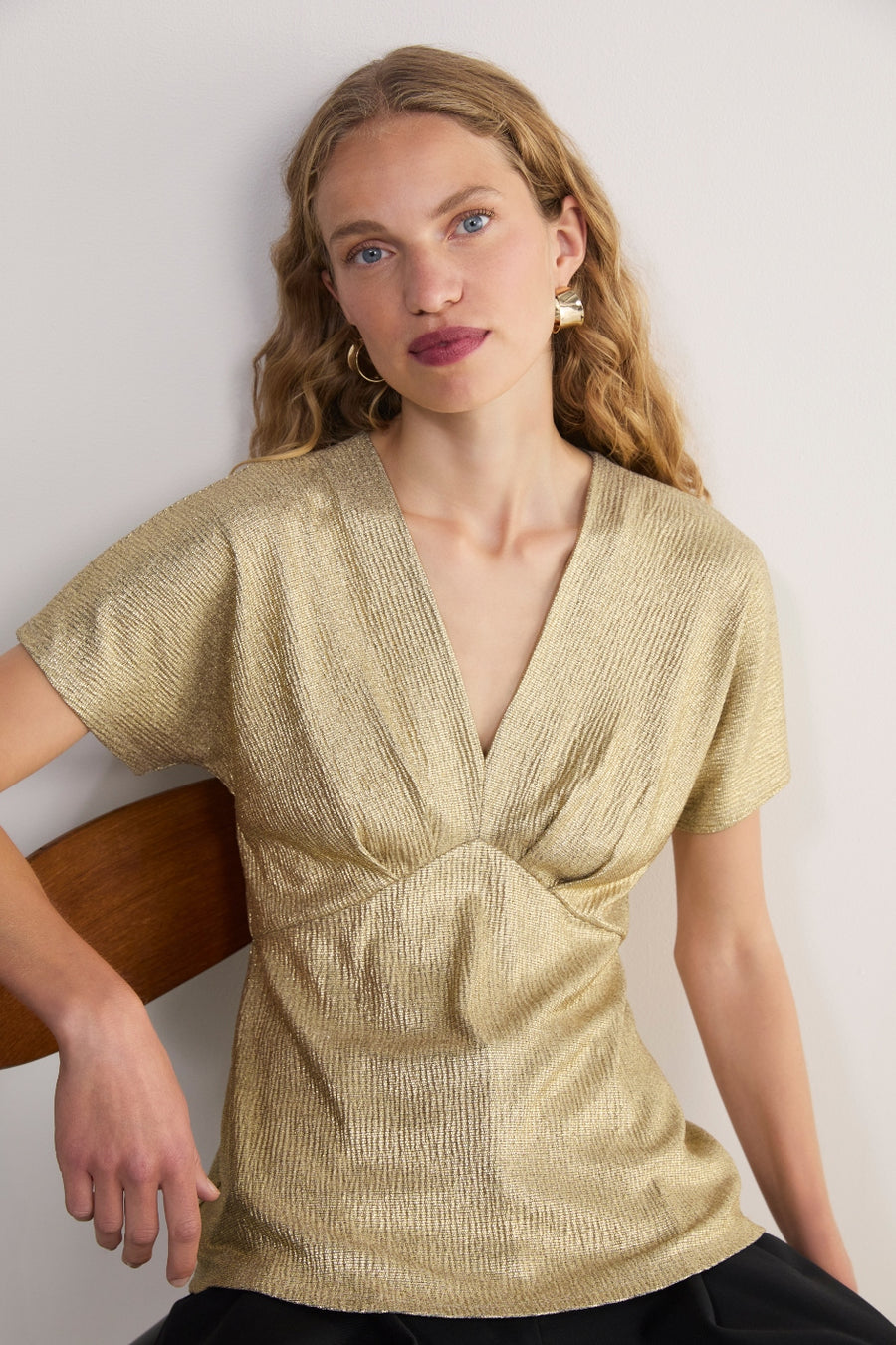 Caley Metallic Top - Gold
