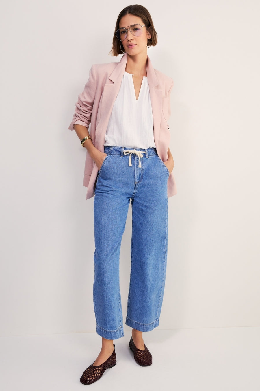 Camille Tie Horseshoe Jean - Light Wash