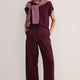 Camille Tie Horseshoe Trouser - Aubergine