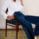 Camille Velour Trouser - Petrol Blue