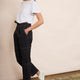 Cara Cotton Top Stitch Trouser - Washed Black