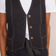 Cara Cotton Top Stitch Waistcoat - Washed Black