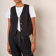 Cara Cotton Top Stitch Waistcoat - Washed Black