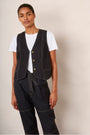 Cara Cotton Top Stitch Waistcoat - Washed Black