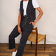 Cara Cotton Top Stitch Waistcoat - Washed Black