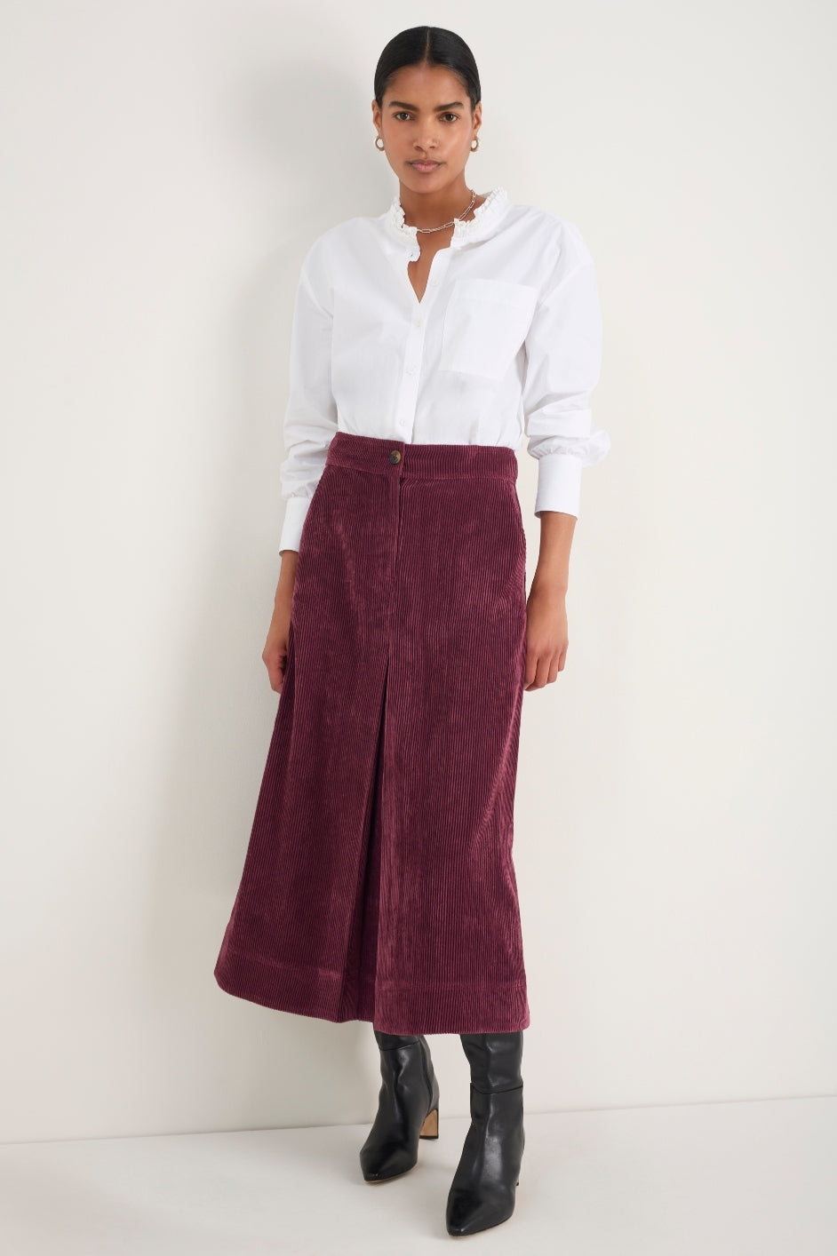 Carina Cord Skirt - Merlot