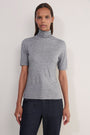 Carly Wool Blend Short Sleeve Top - Charcoal Grey