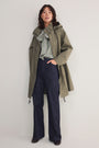 Cassie Funnel Neck Rain Coat - Khaki