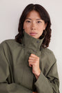 Cassie Funnel Neck Rain Coat - Khaki