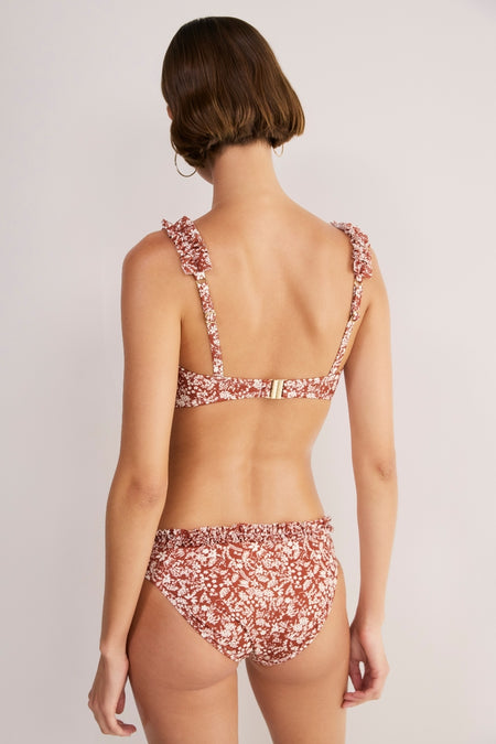Cassis Bikini Top - Sand Mono Floral