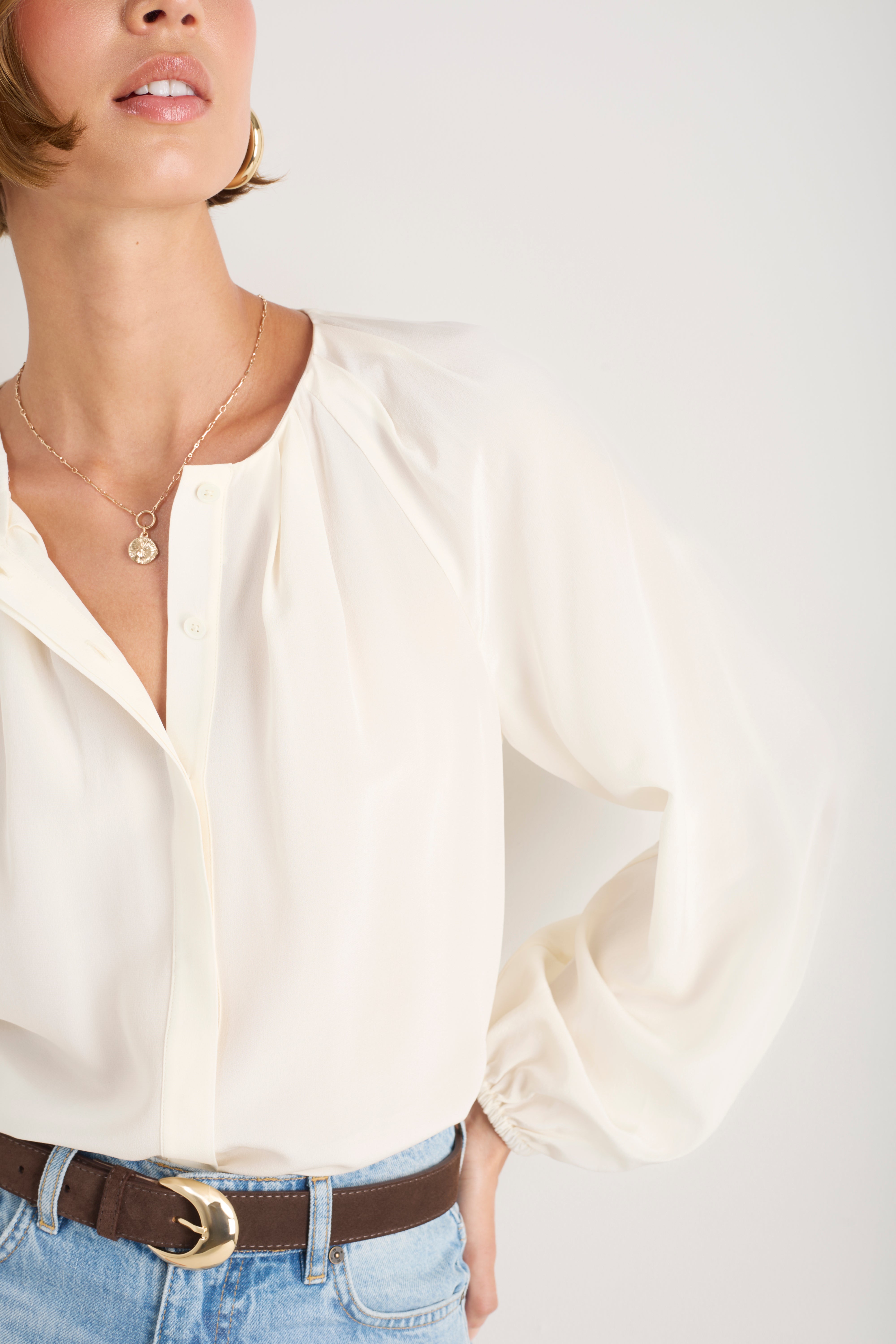 Cath x WYSE Elizabeth Silk Blouse - Ivory